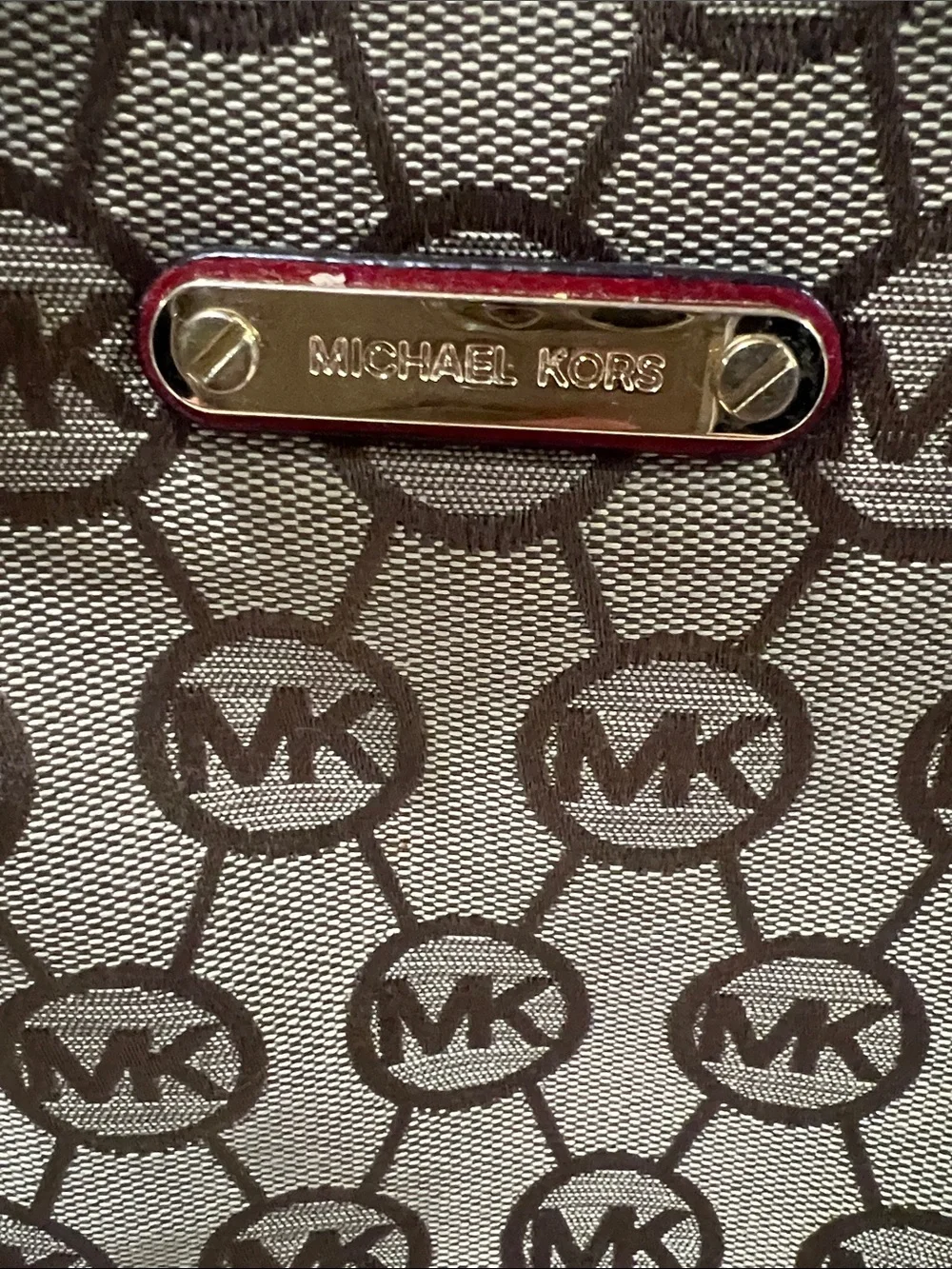 Michael Kors Beige Logo Tote with Red Trim - Picture 2 of 11